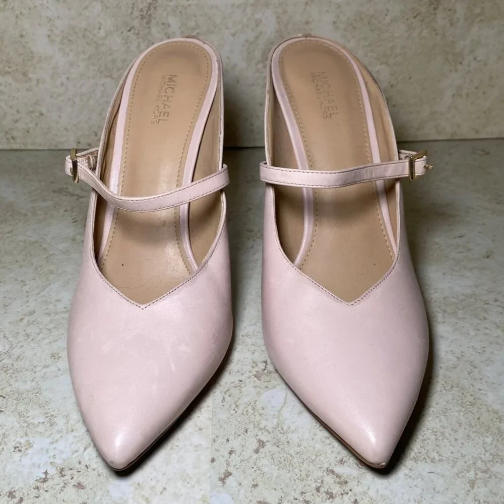 Michael Kors Womens Pink‎ Mules Pointed Toe Stiletto Heels Casual Comfort